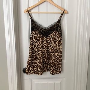 Leopard and Lace Trim Tank